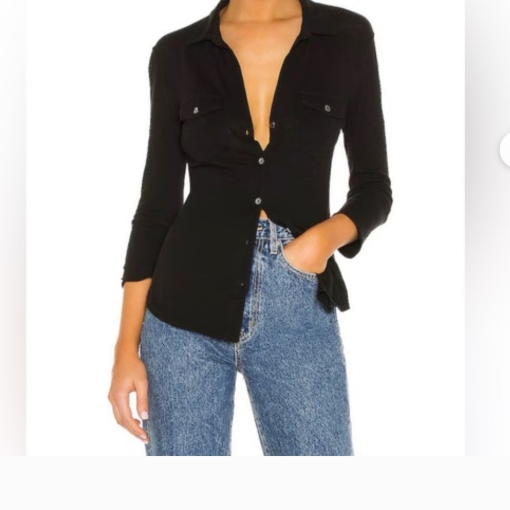 James Perse black Button Down Shirt size 2 - Picture 2 of 8